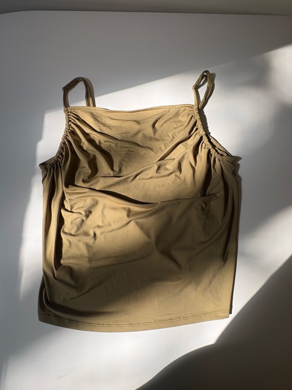 Y2K Olive Cami with Side Ruching